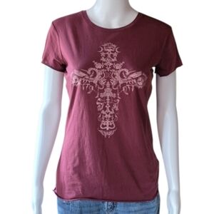 Vintage Hurley Y2K Goth Cross Burnout Graphic Tee
